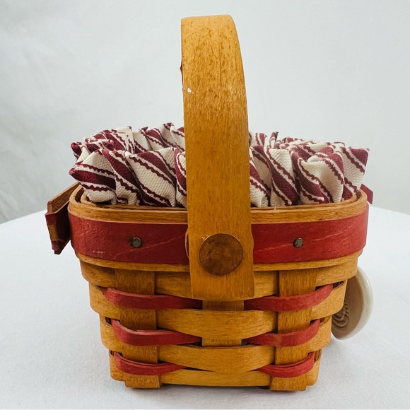 Longaberger 1995 Sweetheart Sweet Sentiments Small Basket Liner and Heart Charm - Picture 2 of 15